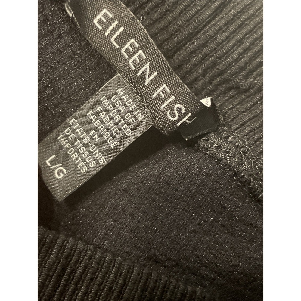 Eileen Fisher Ribbed Slim Pants Women's Large High Rise Stretch Black - Picture 4 of 6